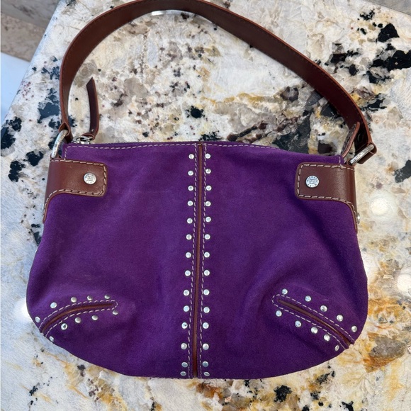 Michael Kors Purple Suede Studded Shoulder Bag - Picture 9 of 9